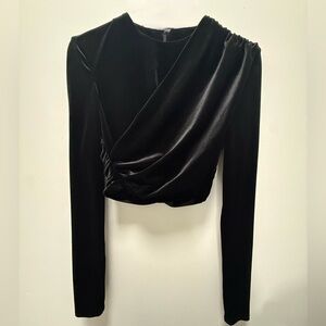Zara Black Velvet Long Sleeve Top.